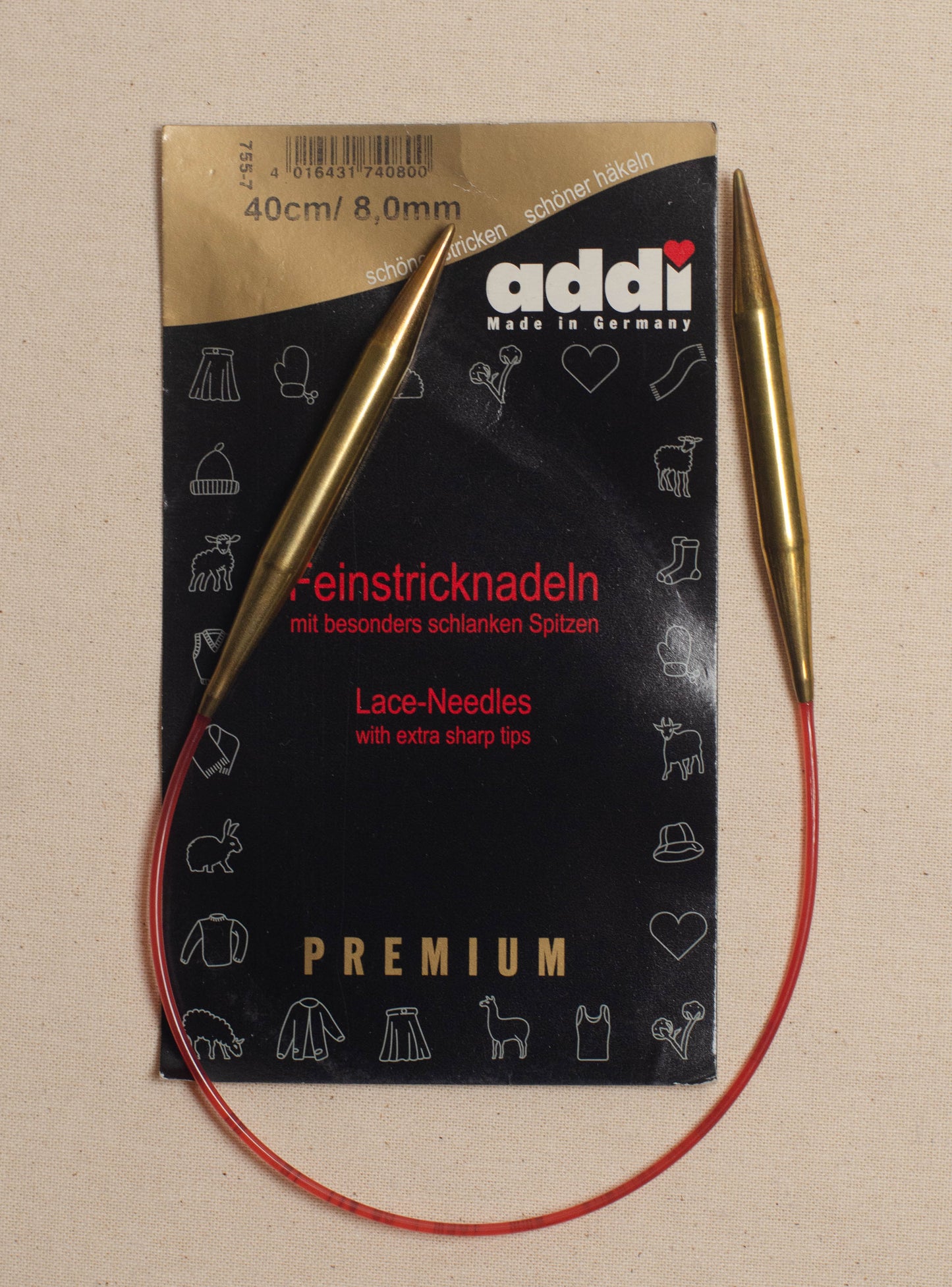 40cm/ 8.0mm Addi Circular Lace Knitting Needles