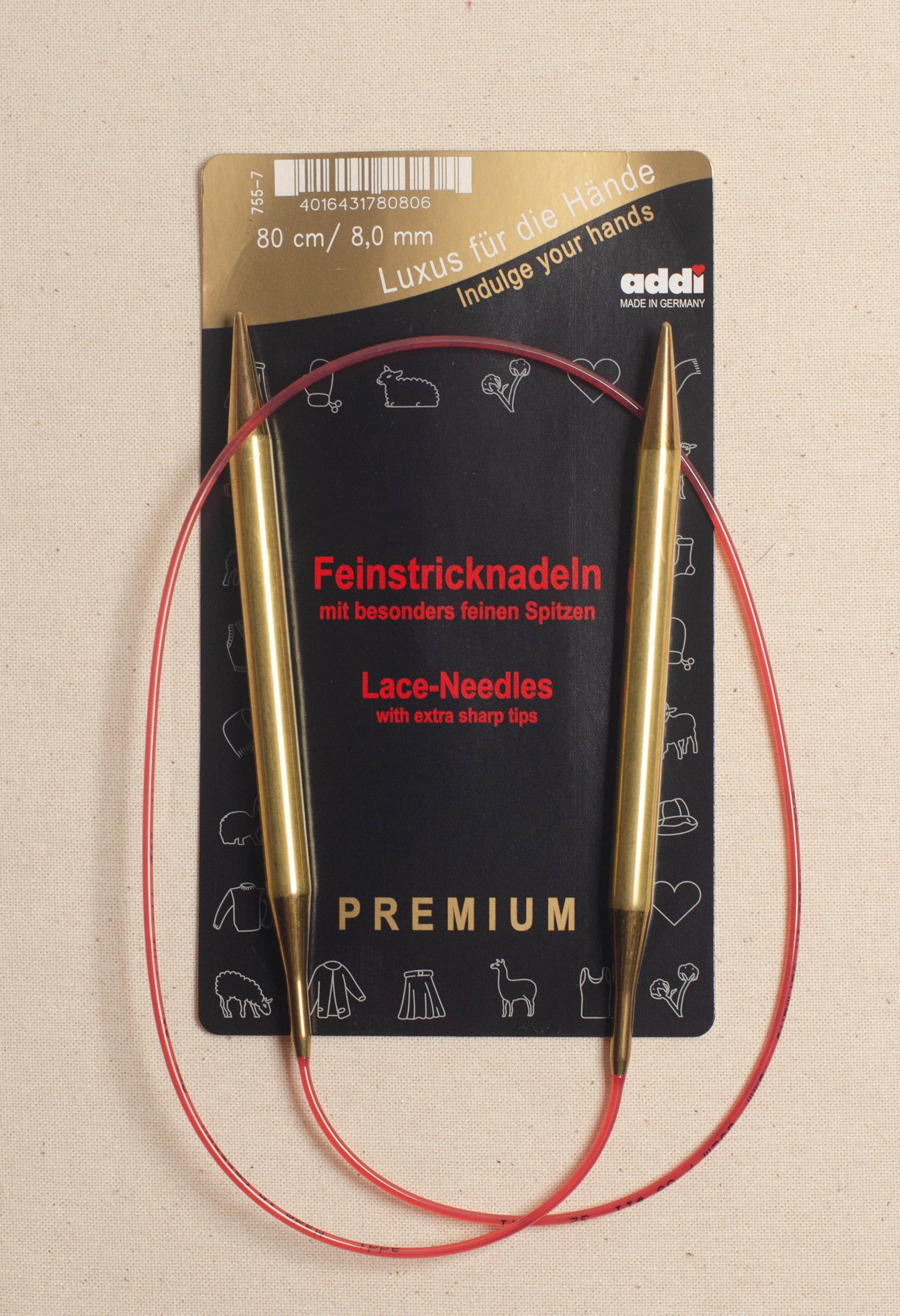 80cm/ 8.0mm Addi Circular Lace Knitting Needles
