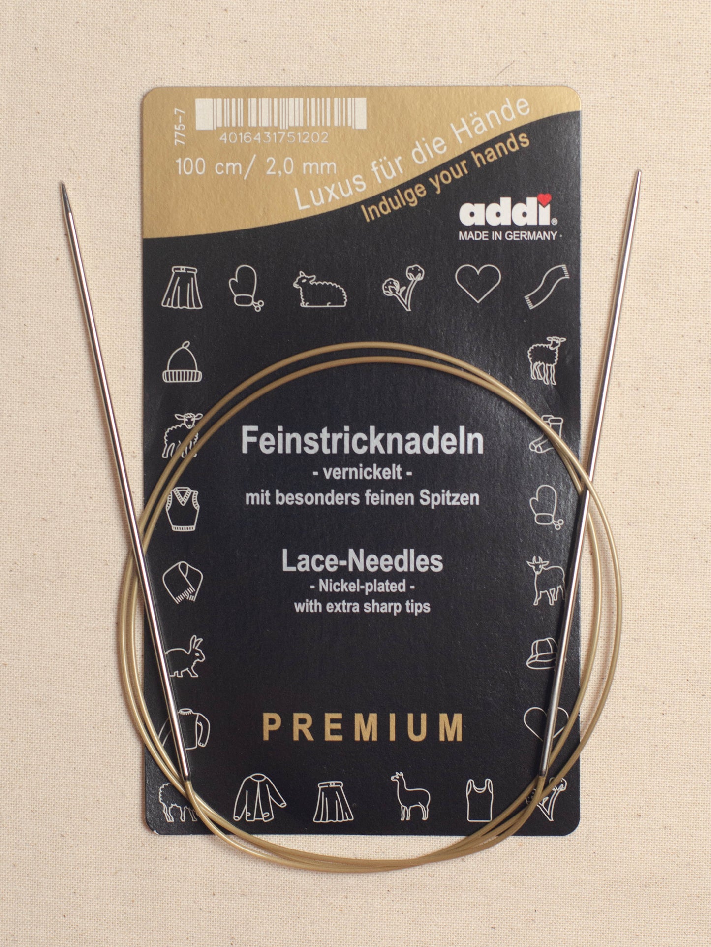 100cm/ 2.0mm Addi Circular Lace Knitting Needles