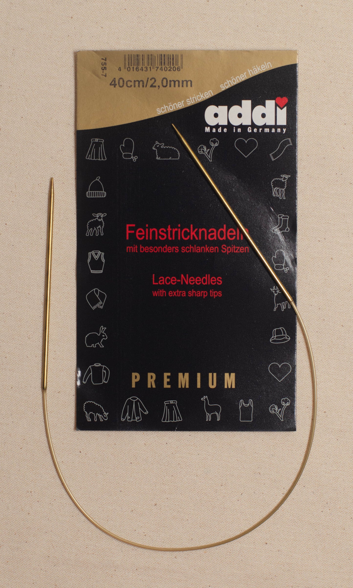 40cm/ 2.0mm Addi Circular Lace Knitting Needles