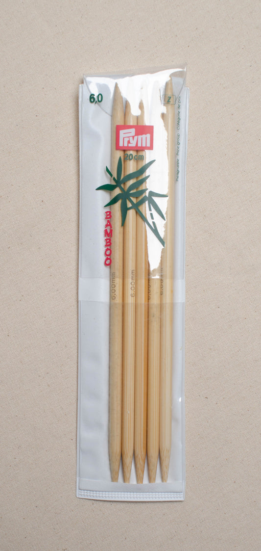 Prym 20cm Bamboo Double Point Knitting Needles - 20cm X 6mm